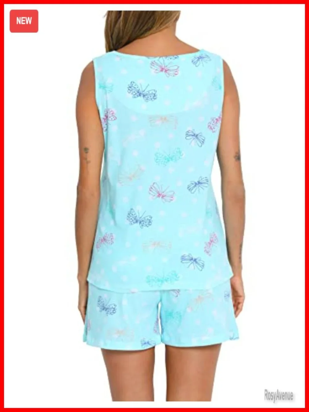 Cotton Blend Sleeveless Tank and Shorts Pajama Set - Two Piece Sleepwear